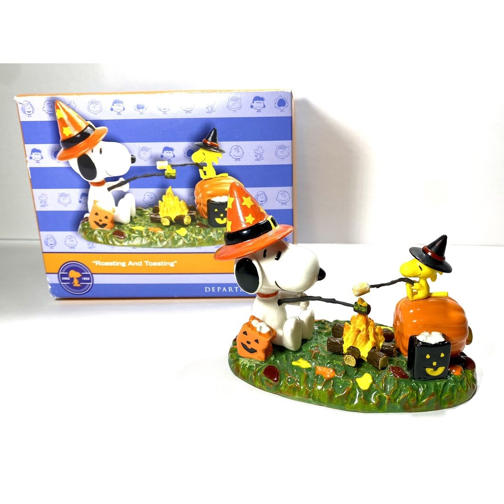Dept 56 Peanuts Halloween Roasting and Toasting Snoopy Woodstock Figurine 2013